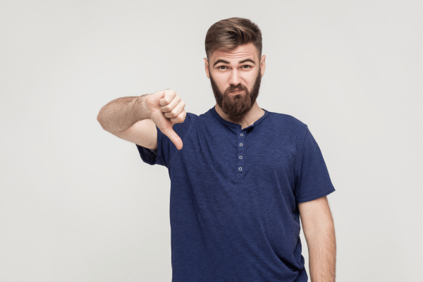 Man who is unsatisfied with results