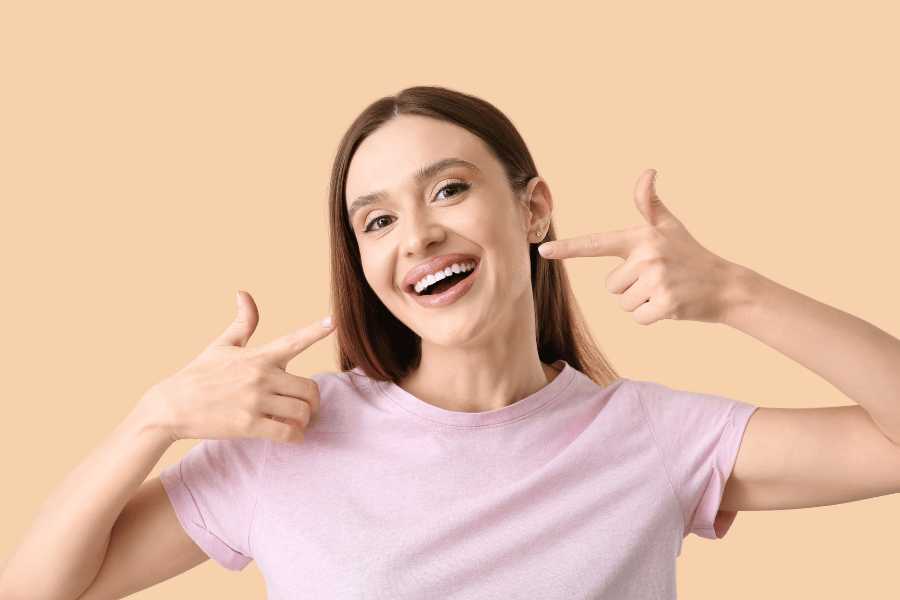 Woman with straight smile